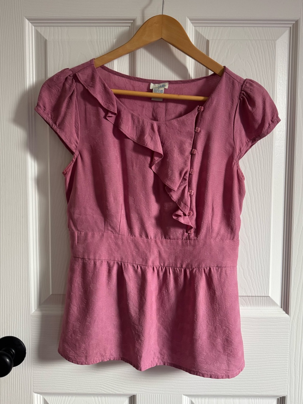 🤎 Anthropologie 🤎 Purple, Silk Peplum Cap-Sleeve Top (4)